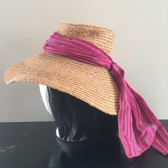 Old Country Road Sun Hat with Scarf Trim - Picture 2 of 4